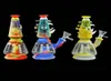 Colorful glass bong smoking recycler dab rigs 7 inch silicone water pipe cool showerhead perc oil rig bubbler with banger3515689