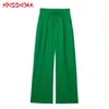 Женские брюки MNCCMOAA 2024, летние женские модные широкие брюки с высокой талией, женские однотонные повседневные свободные простые льняные брюки