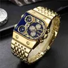 Brand New Oulm Quartz Watches Men Military Waterproof Wristwatch Luxury Gold Stainless Steel Male Watch Relogio Masculino 210329285g