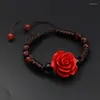 Charm Armbanden Yanting Chinese Stijl Handgemaakte Rode Steen Gesneden Lak Rose Armband Vrouwen Gift Drop 099