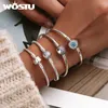 Wostu 925 Sterling Silver Armband Barrel Snap Clasp Cubic Zirconia Bangle Armband Chain Armband Charm Size 17 21 240219