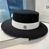 Berets French Style Fedora Hats For Women Flat Top Autumn Winter Elegant Wedding Ribbon Band Dress Cap Men Jazz Hat