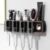 Innehavare multifunktionella tandborste och tandkrädor med automatisk pressdispenserväggmonterad munvatten kopphållare förvaringshylla