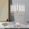 Portacandele Menorah in metallo Candelabro Religioni Candelabri da tavolo 9 rami Supporto per tavolo da pranzo decorativo