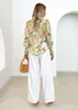 Bluzki damskie 2024 Kwiatowa bluzka dla kobiet obroża z długim rękawem moda moda swobodny szyfonowy elegancka dama biuro koszule