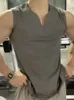 Erkek tankının üstleri büyük v yaka spor fitness hızlı kurutma yelek kolsuz t-shirt giyim eğitimi ter emme kas