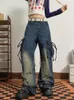 Jeans da donna Donna Trashy Y2k Moda giapponese Streetwear Pantaloni cargo in denim Grunge Baggy Loose Dark Academia 2000s Estetica Gotica