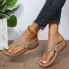 Chinelos Clip Toe Wedge Sandálias Mulheres 2024 Verão Grosso Plataforma Praia Mulher Plus Size 44 Baixo Salto Gladiador