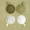 Whole-10pcs 25mm zilveren plaat ketting hanger instelling cabochon cameo basis lade bezel leeg fit 25mm cabochons sieraden maken 276H