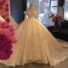 2024 Wedding Dress Glitter Sequins Beading Off the Shoulder Church Bridal Gowns Long Sleeves Illusion Lace Up Vestidos De Novia Custom Made