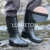 Mens Long Tube Rain Boots Icke-halk Mänggummi Rainboots Högkvalitativa vattentäta män Vattenskor Manliga knähöga regnskor 240226