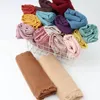 Foulards 90 180cm une pièce femmes dernières conceptions d'écharpe hijab hijab châles longs musulmans effilochés coton viscose mélange voile uni