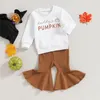 Kledingsets Peuter Baby Meisjes Outfits Brief Print Sweatshirts met lange mouwen Flare Broek 2-delige herfst-winterkledingset