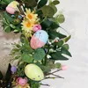 Couronne d'œufs de pâques à fleurs décoratives, guirlande de porte de printemps et d'été de 17.7 pouces pour