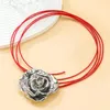 Colar brincos conjunto 2024 zaa vintage metal flor pingente para mulher declaração femmes bijoux colar atacado