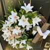 Dekorativa blommor P82d påsk för korskrans med båge rotting ring hängande prydnad hem främre dörr väggträdgård dekoration konst gåva