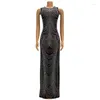 فساتين غير رسمية Neeleywall Luxury Woman Dress Bress Brate Chic See-Seed-sevin