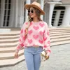 Women's Sweaters YEMOGGY Fashion Heart Love Knit Pullover Sweater Winter 2024 Casual Loose Full Sleeve Warm Thick