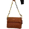 Chain pleated bag for womens 2024 new spring single shoulder crossbody bag Miao family high-end feeling chain single shoulder crossbody bag