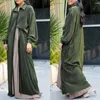 Этническая одежда, элегантное женское мусульманское атласное длинное платье Абая, турецкое кимоно, исламская вечеринка в честь Ид, кафтан, открытая рубашка, Марокко, Дубай, Джалабия