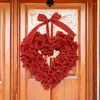 Decorative Flowers 1 PCS Valentines Day Wreaths Red Plastic For Front Door Wall Window Decoration Heart Wreath Garland