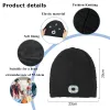 Headphones 3in1 Unisex Wireless Bluetooth Music Hat Outdoor Sports Warm Bluetooth Headphones with LED Light Washable Rechargeable with Mic