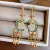 Boucles d'oreilles pendantes en Jade Hetian naturel, petite fleur, Vintage, bleu, Style chinois, longues, argent Sterling S925 plaqué or