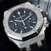 Relógio piloto Relógio de pulso superior Relógio de pulso AP Royal Oak 26231 Máquinas automáticas com nova face azul e diâmetro de calibre 37 mm A caixa original de aço com diamante incrustado