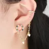 Boucles d'oreilles pendantes en Zircon coloré pour femmes, belle chaîne longue en forme de cœur, mode exquise, douce et Glamour, bijoux cadeau, 2024