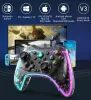 Gamepads trådlöst bt transparant LED lysande gamepad för NS Switch Console Game Controller Joystick för Switch PS3 PS4 Android PC -enhet