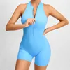 Zipper Sporty Jumpsuit Woman Lycra Short Fitness Gym Övergrepp Träningskläder för kvinnor Sport Set Yoga kläder Blue 240227