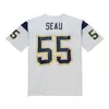 Costurado Futebol Jersey 55 Junior Seau 2002 75th Patch Malha Retro Rugby Jerseys Homens Juventude S-6XL