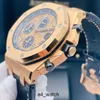 Pilotklocka Top Wristwatch AP Wrist Watch Royal Oak Offshore Series Mens Watches 42mm Diameter Precision Steel 18K Rose Gold Gentleman Leisure Luxury Watch 26470oro