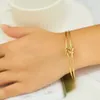 Bracelet en or torsadé de créateur, bijoux en acier titane ouvert avec nœud torsadé qui ne se décolore pas