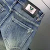 Jeans masculinos primavera verão homens slim fit europeu americano tbicon high-end marca pequena calça reta LX8811-0