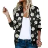 Jackor Vintage Floral Bomber Biker Jackor Kvinnors Autumn Casual Long Sleeve Coat Female Zipper Short Jackets Slim Outwears Streetwear