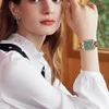 Japão movimento de quartzo verde dial romano quadrado relógios caso aço stanless moda relógio de pulso senhoras rosa relógios de ouro para mulher 240228