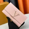 Mode kvinnor plånbok högkvalitativ klassisk brevmynt handväska rutig korthållare plånböcker damer lång klassisk rosa flip cover handväska kort original med låda
