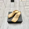 2024 Designer Uma Wang Casual Sandalen Vierkante Teen Halve Slippers Rundleer Franse Antieke Dikke Hak Ruches Voor Vrouwen