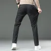 Pants 2023 New England Dot Pattern Work Stretch Pants Men Business Fashion Slim Fit White Grey Casual Pant Male Brand Trousers 3038