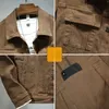 Spring Autumn Mens Brown Denim Jacket Fashion Casual Cotton Elasticity Slim Fit Jeans Coat Male Brand Clothes 240222