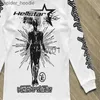 Magliette da uomo Magliette da uomo Hellstar T-shirt lunga a maniche lunghe Stampa grande Hell Star Nero Bianco Uomo Donna Top Tee T-shirt J231111 240229