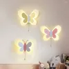 Lampada da parete Lampade a farfalla adorabili per la cameretta dei bambini Lampade da lettura moderne a LED nordiche a risparmio energetico