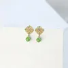 Dangle Oorbellen Jinseqi Natuurlijke Tian Jade Chinese Retro Vergulde Gesneden Eardrop Earring High-End Elegant