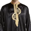 Abbigliamento etnico Ricamo Uomini musulmani Dubai Arabia Kaftan Robes Colletto lungo alla coreana Eid Ramadan Jubba Thobe Abito arabo Islam Medio Oriente