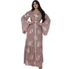 Ubranie etniczne Eid Ramadan Floral Print Maxi Dress Woman Dubai Turkey Kaftan Islamska arabska szata Marokańska Caftan Jalabiya suknia