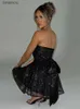 Городские сексуальные платья Mozision Элегантное сексуальное мини-платье без бретелек Женская мода Черное плиссированное платье с открытыми плечами и открытой спиной с блестками Блестящие клубные вечерние платья 240229