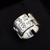 Bague de bande punk à breloque de qualité de luxe avec design de mots large en argent plaqué avec timbre PS3033B