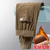 Calças masculinas moda cintura elástica veet engrossado velo veludo masculino versátil outono e inverno harlan gravado casual