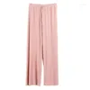 Women's Pants Spring And SummerWomen's Ice Silk Light Wide Leg Solid Color High Waist Loose Versatile Straight Casual